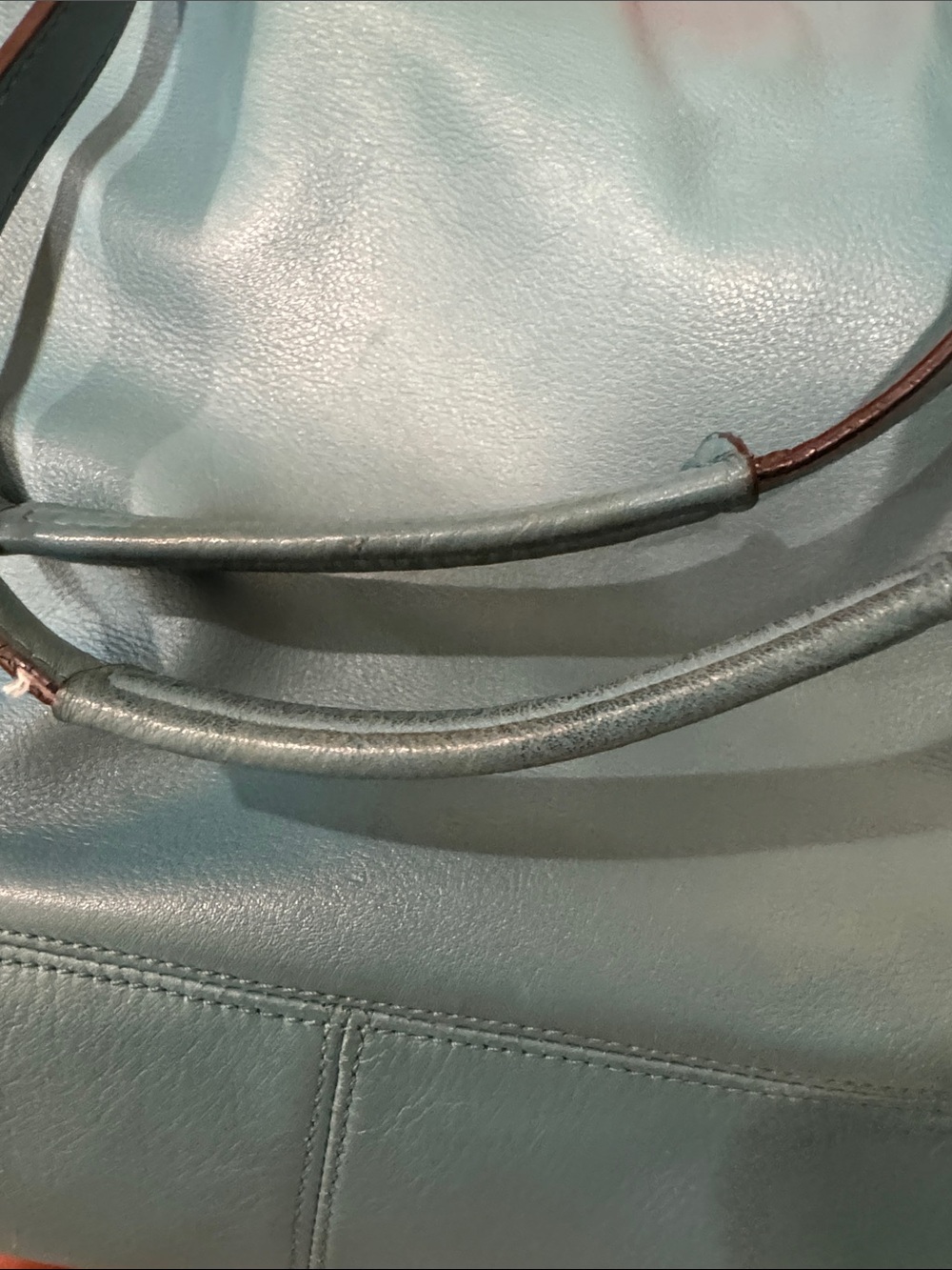Coach Teal Leather Shoulder Bag with Front Buckle Pocket - Picture 9 of 10